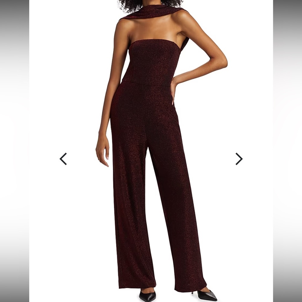 LAMARQUE Women's Elora Halterneck Jumpsuit red shimmer size small
